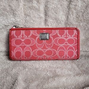 Red/Silver Coach poppy wallet EUC